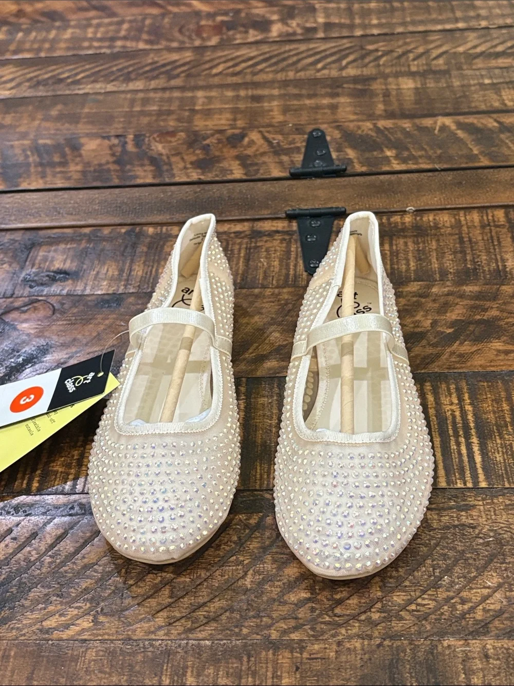 art class Girls Cream Rhinestone Mary Jane Dress Shoes
